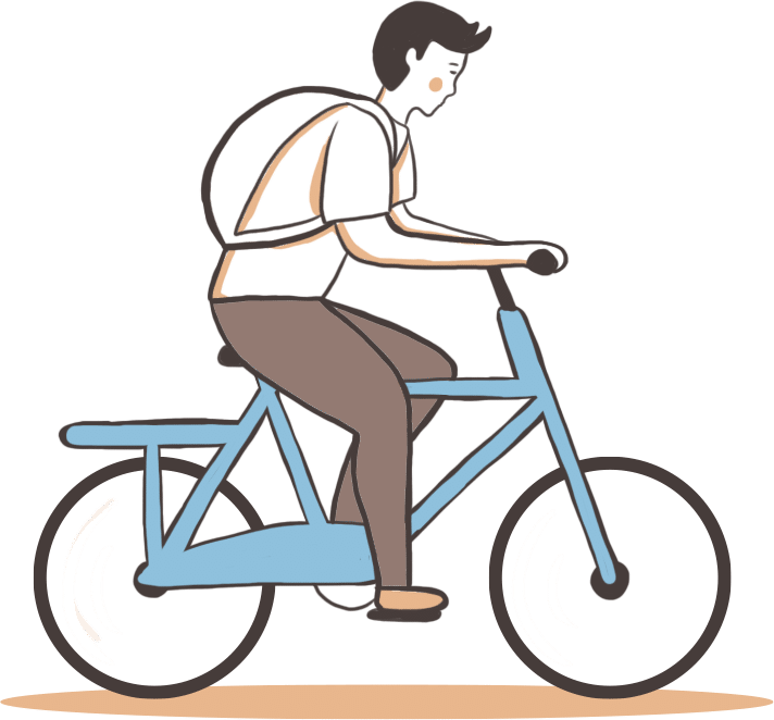 איור בחור רוכב על אופניים